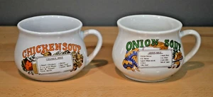 2 Vintage Collectible Soup Cup Mug Crock with recipe 1 Onion & 1 Chicken Soup  - Picture 1 of 5