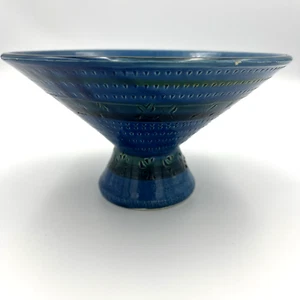 Rimini blau & grün Glasur Kunstkeramik Fußschale Etikett Rossini Originals Italien - Bild 1 von 7
