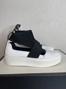 Bikkembergs 101717 Hi Top Platform Sneaker White Black Strap Womens 37 EU/6.5 US - Picture 1 of 14