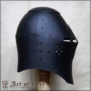 14th Century Antique Bascinet Helmet Armor Steel Medieval Knight Black Helmet - Picture 1 of 2