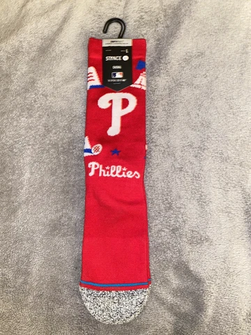 STANCE PHILADELPHIA PHILLIES Landmark Crew Socks MLB baseball Large L Red White Cover
