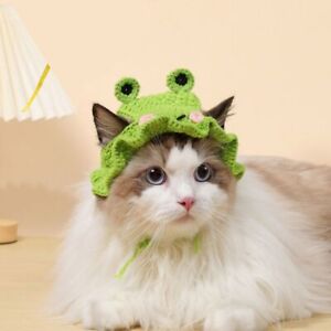 2023 Winter Crochet Warm Elastic for Party Photo Props Frog Hat Pet Cap Cat Hat