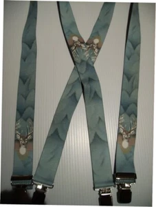 Sospensioni da uomo, stile X cervo blu, clip-on e a scatto con anello da cintura, made in USA - Foto 1 di 3