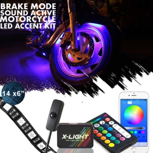 14x LED Flexible Strip Kit Motorcycle 18 Colors Neon Engine Lights 126 LEDs 12V - Picture 1 of 11