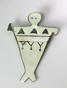 Beautiful Sterling Silver Handmade Triangle Person Pin 2” - 6709 - Imagen 1 de 4