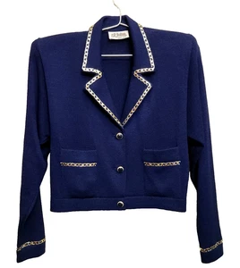 IMPRESIONANTE CHAQUETA BLAZER ST JOHNS MARIE GRIS MUJER AZUL OSCURO CON BING TALLA 36 - Imagen 1 de 6