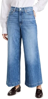 Pantalones de mezclilla para mujer Paige Harper tiro alto desgastados tobillo pierna ancha 27 usados en excelente estado Foto 1 de 4