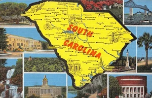 #K1708 SOUTH CAROLINA MAP POSTCARD - Picture 1 of 2
