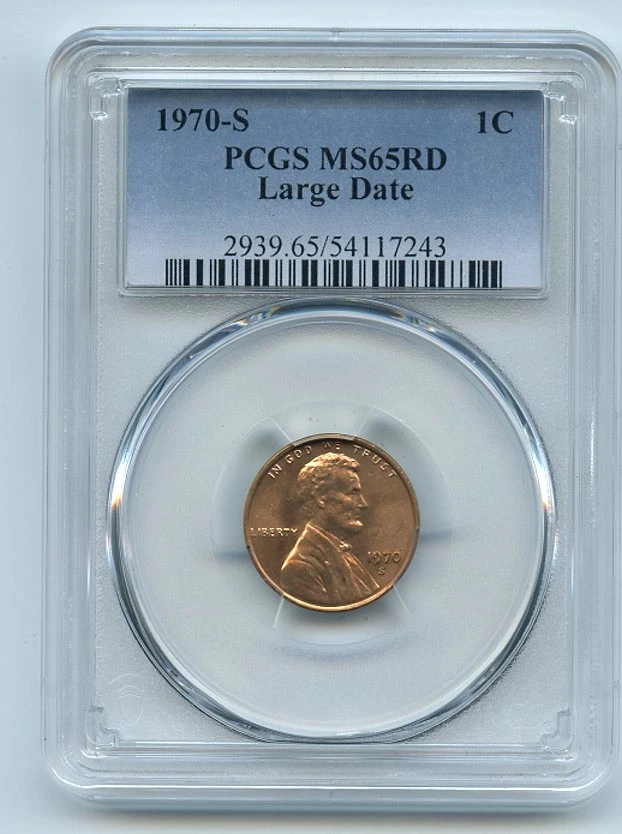 1970 S 1C Lincoln Cent Large Date PCGS MS65 - Image 1 of 1