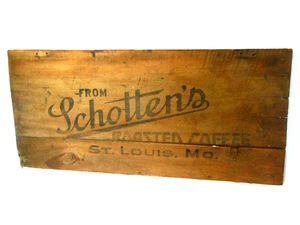 VINTAGE WOODEN CRATE BIN LID ADVERTISING SCHOTTEN'S ROASTED COFFEE ST. LOUIS, MO - Bild 1 von 8