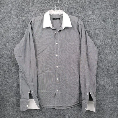 Z Zegna Button Up Shirt Men L Large Gray Drop 8 Fit Stretch Long Sleeve Collared - Image 1 of 4