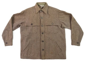 VTG WOOLRICH USA Men’s Large 46 Tweed Wool Cruiser Striped Shirt Jacket - Picture 1 of 18