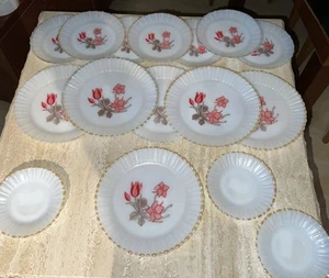 Vintage Termocrisa Milk Glass 16 Piece Set 6-9" Plates 7-7" Plates 3-5.5” Saucer - Picture 1 of 8