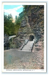 Vintage Lithographie Postkarte Eingang Amphitheater Watkins Glen NY - Bild 1 von 2