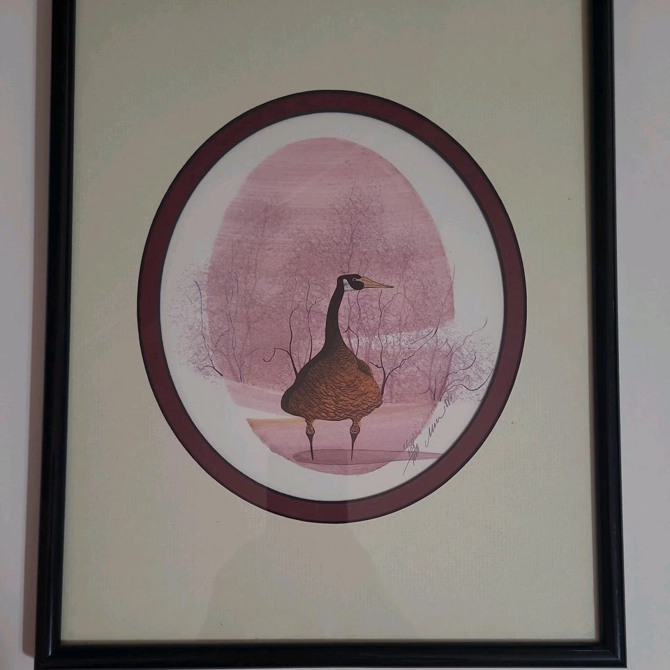 Lápiz estampado ganso numerado 138/1000 y firmado por P. Buckley Moss 1988 enmarcado.  Foto 1 de 4