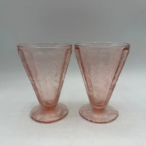 Jeannette Floral Poinsettia Pink Footed Tumbler, Set of 2 - Picture 1 of 7