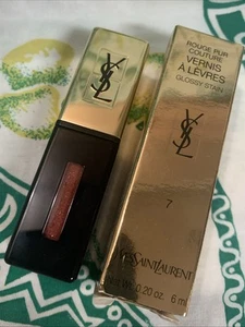 YSL Rouge Pur Couture VERNIS Glossy Stain Lippenstift 7 Corail Aquatique Pink Coral - Bild 1 von 4