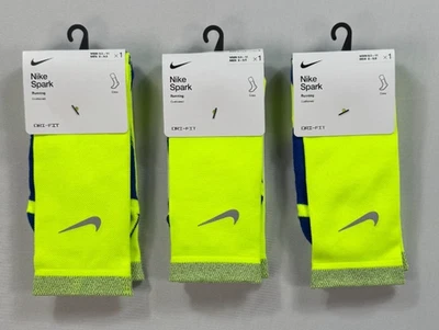 Para mujeres Hombres Nike CU7200 Dri-Fit Spark CREW Volt Calcetines para Correr 3 Pares Foto 1 de 4