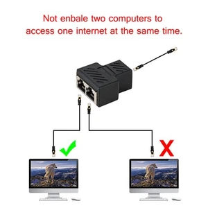 RJ45 Port Network Cable Splitter Extender Plug Adapter Split Into Two Split`Z Nm - Afbeelding 1 van 10