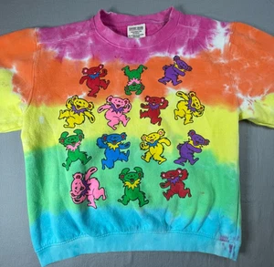 Comfort Colors Grateful Dead Kids Spiral Bear Sweatshirt Retro Tie Dye Crewneck - Picture 1 of 9