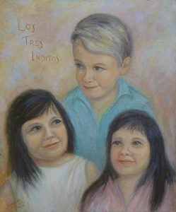Children Portrait Kids Family 20x24 Original Trombeau Pastels Art Painting  - Picture 1 of 12