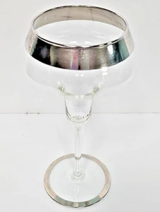 Candelabro de vidrio Dorothy Thorpe vintage con borde ancho plateado y pie plateado - Imagen 1 de 8