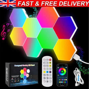 LED Hexagon Light RGB Panel Colour Change Smart Hexagon Gaming Deco Wall Light - Picture 1 of 17
