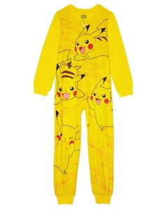 NEW POKEMON Pajamas Boys Size 4 5 One Piece Union Suit Blanket Sleeper Girls NWT - Picture 1 of 2