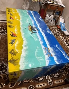 Tavolo da pranzo 36"x24" Ocean Wave resina epossidica piano di lusso con supporto decori - Foto 1 di 11