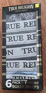 Paquete de 6 calzoncillos boxer TRUE RELIGION para hombre pequeños con frente a mosca nuevos - Imagen 1 de 2