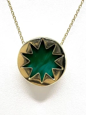 House of Harlow 1960 Small Gold tone starburst w/ green necklace pendant - Image 1 of 4