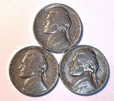 1938, 39 & 1949 Jefferson Nickels Cover