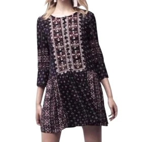 Vanessa Virginia Dress Size M Embroidery Beadwork 3/4 Sleeve Boho - Picture 1 of 12