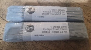 Lotto di 2 elastici intrecciati grigi 1/4" 16 iarde ciascuno #9530XG Prym 32 iarde totali - Foto 1 di 6