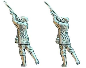 2 x Shooter Hunter Handcrafted From English Pewter Pin Badges TSB G37 - Picture 1 of 3