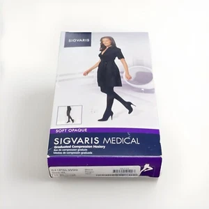 Sigvaris Soft Opaque Medical Compression 15-20 mmHg Pantyhose. Black. SL NWT - Picture 1 of 7