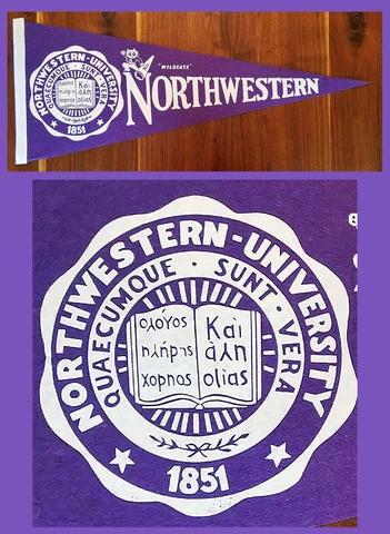 VINTAGE 1960’s Northwestern University Wildcats Football Pennant! WOW ! Cover