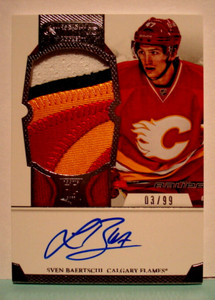 SVEN BAERTSCHI ROOKIE /99 AUTO PATCH 2012-13 Panini DOMINION SP Autograph Flames
