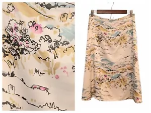 Amanda Smith Womens Size 4 Impressionist Field Flowers 100% Silk Lined Skirt - Picture 1 of 11