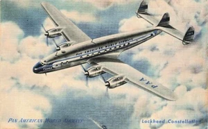 Early LOCKHEED CONSTELLATION Pan American World Airways Aviation Postcard - Picture 1 of 1