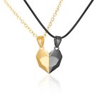 Heart Magnet Necklace Set for Couple - Gold w/ Black, Great Gift, Anniversary