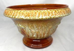 Haeger Keramik runder Übertopf #230 Sockel meliert Tropfglasur rost orange grün - Bild 1 von 12