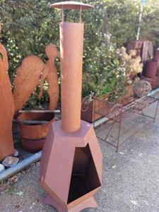 Edelrost Gartenkamin Tobi Feuerstelle Feuerschale Feuertonne Edelrost Feuersäule - Bild 1 von 8