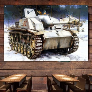 Tanque de batalla principal alemán de la Segunda Guerra Mundial arte de pared decoración pancarta cartel militar bandera - Imagen 1 de 6
