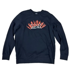 Diesel Sweatshirt Mens XXL Black Industry Graphic Spell Out Pullover Crewneck - Picture 1 of 14