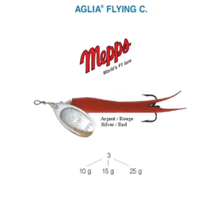 Cucchiaino MEPPS Aglia Flying C 10 G Argento (Argento) / Rosso (Rosso) - Foto 1 di 1