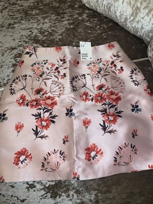 H&M Light Pink Floral Silk Effect Skirt With Zip Size 12 *BNWT - Image 1 of 3