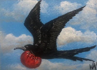 ACEO Original, ATC, Magnífica Pintura Acrílica Fragata Por WAV, Firmada, Certificado de Autenticidad Foto 1 de 2