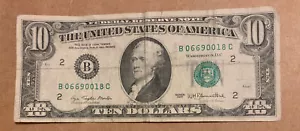 1977 Series $10 Bill Low Run S# B 06690018 C - Picture 1 of 2
