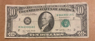 1977 Series $10 Bill Low Run S# B 06690018 C - Image 1 of 2